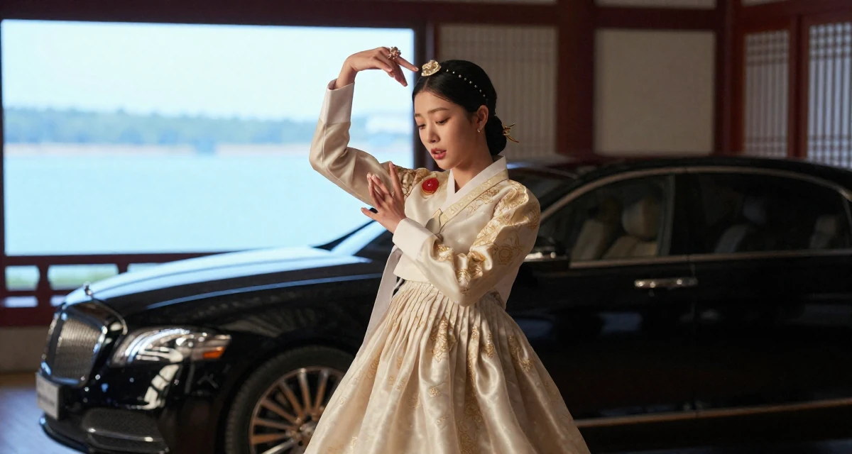 A soulful Female Based in South Korea, studied fashion merchandising in their 22, forcing confidence even on days with no energy,
wearing a regal empress gown with heavy silk and jewelry, inspecting fingernails in a royal palace throne room.