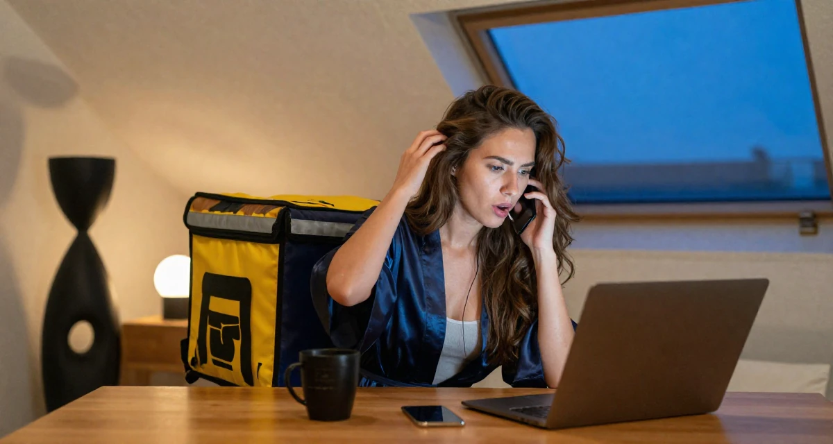 A commanding Female Former food delivery biker, now exploring creator freedom in their 22, crafting content at midnight after work shifts,
wearing a silky kimono robe worn open over loungewear, humming a tune visually in a attic room.