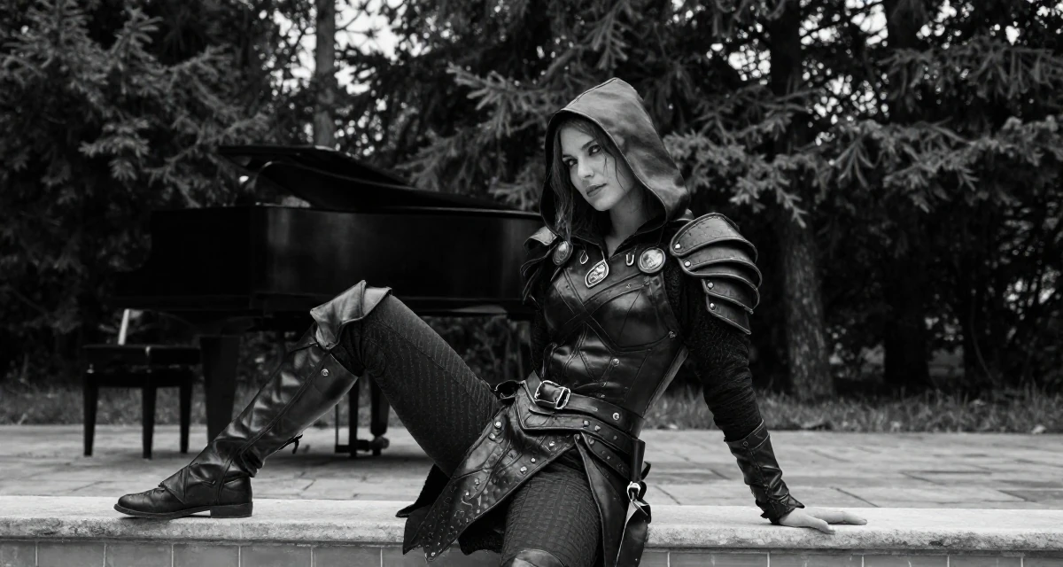 A sultry Female From Russia, has a background in piano performance in their 22, facing early rejection and learning from it,
wearing a fantasy rogue leather armor with a hood, shifting weight impatiently in a swimming pool.