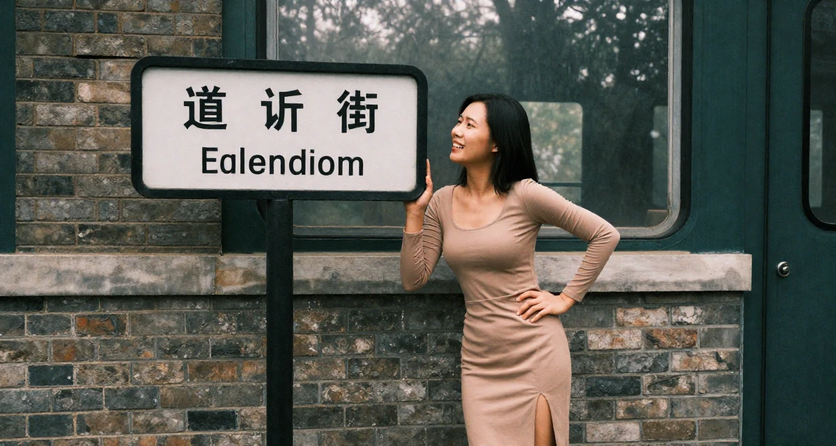 A positive Female From China, majored in journalism in their 24, fighting guilt when taking a single day off,
wearing a tight long-sleeve bodysuit and a slit midi skirt, looking at a street sign in a train carriage.