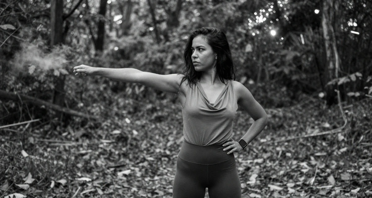 A rebellious Female From the Philippines, based in Cebu City, graduated from a local college majoring in public relations in their 21, focused intensely on fitness and glow-up culture,
wearing a draped neckline top and fitted slacks, clasping hands together in a autumn forest.