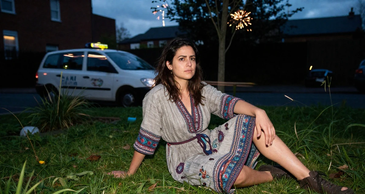 A stoic and strong Female From the United Kingdom, based in Manchester, graduated from a city university majoring in marketing strategy in their 26, working through back-to-back burnout cycles,
wearing a relaxed bohemian style dress, waiting for a taxi in a backyard garden.