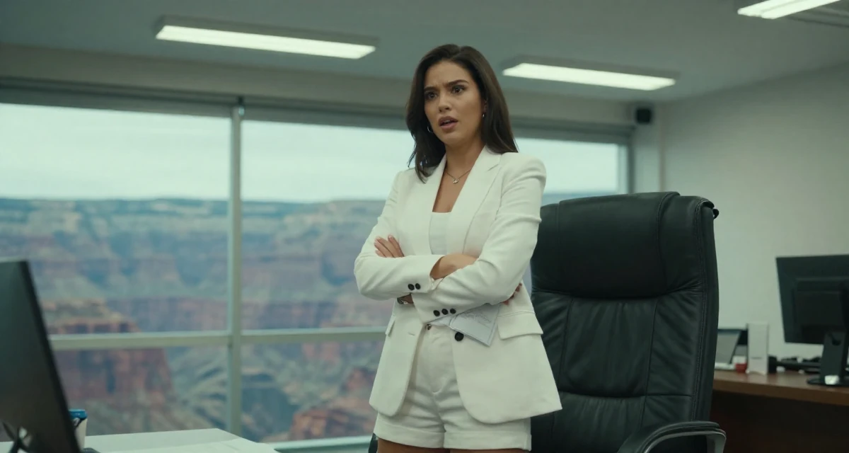 A eager Female From Bangkok Thailand, learned nightclub choreography and costume design in their 29, carrying invisible pressure to stay relevant, wearing a white blazer and matching white shorts, holding a piece of paper in a home interior.