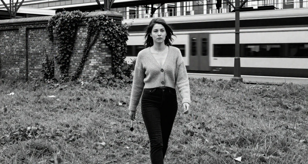 A hypnotic Female From Amsterdam Netherlands, explored art-nude expression in creative collectives in their 36, sharing the ups and downs of entrepreneurship, wearing a cropped cardigan with only one button fastened, tapping a foot in a grassy field.