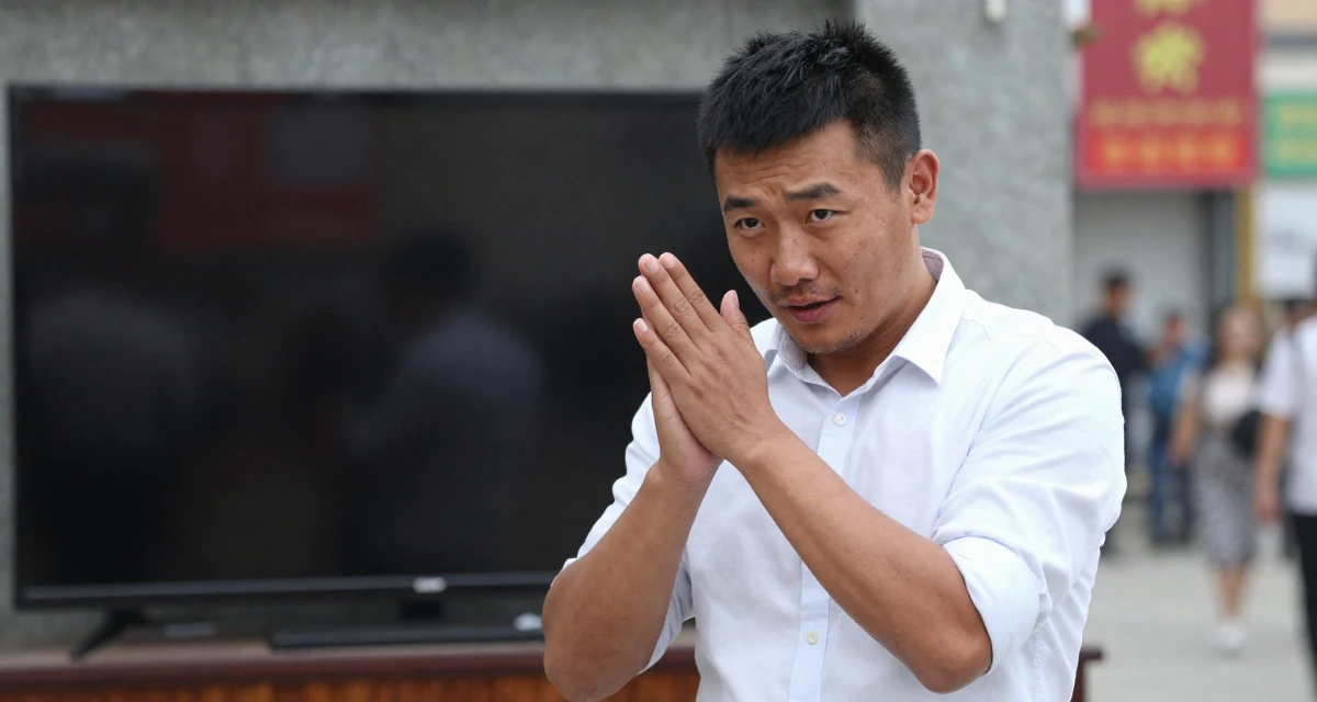 A refreshed male From Mongolia, based in Ulaanbaatar, graduated from a national university majoring in media studies in their 23, exploring flirty aesthetics while staying within comfort zones, wearing a crisp button-up with rolled sleeves, rubbing hands together for warmth in a tv set.