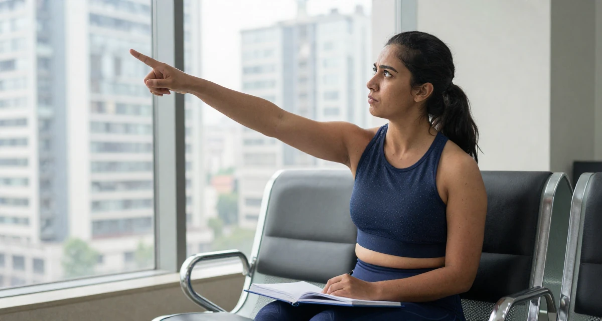 A determined Female From Nepal, based in Pokhara, graduated from a local college majoring in entrepreneurship in their 22, dealing with burnout from too many posting expectations, wearing a gym shark style seamless leggings and matching crop top, writing in a journal in a waiting room.