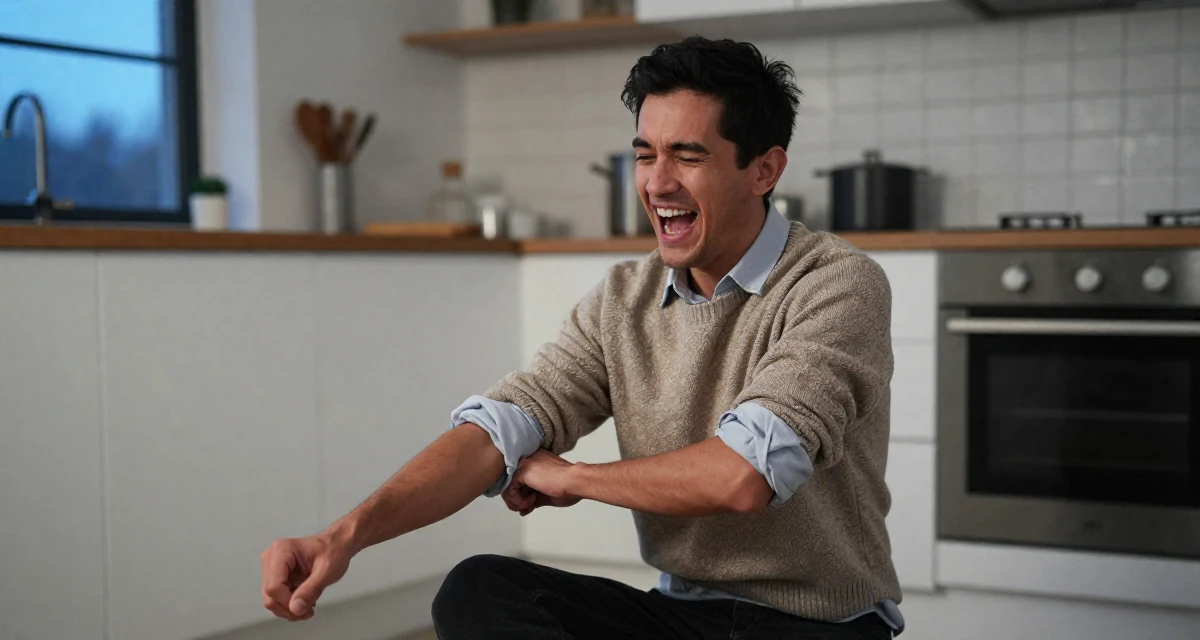 A vibrant male Once a financial analyst, now creating emotionally raw premium content in their 25, vibrating with creative potential, wearing a cropped sweater over a collared shirt, rolling up sleeves in a rustic kitchen.