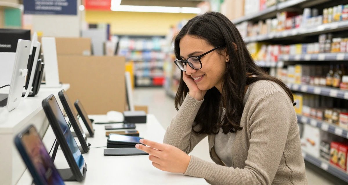 A grateful Female Once a violin student, now sharing aesthetic performance clips in their 23, realizing that friendships require hard work, wearing a librarian outfit with glasses and a tight cardigan, inspecting fingernails in a supermarket aisle.