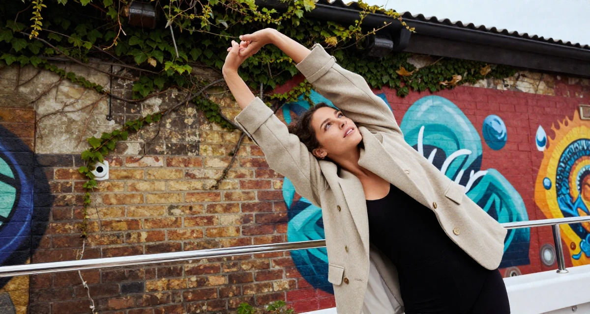 A content Female From Australia, studied marine biology on the coast in their 25, pushing through rejection from collab requests, wearing a oversized blazer draped over the shoulders, leaning on a railing in a yacht deck.