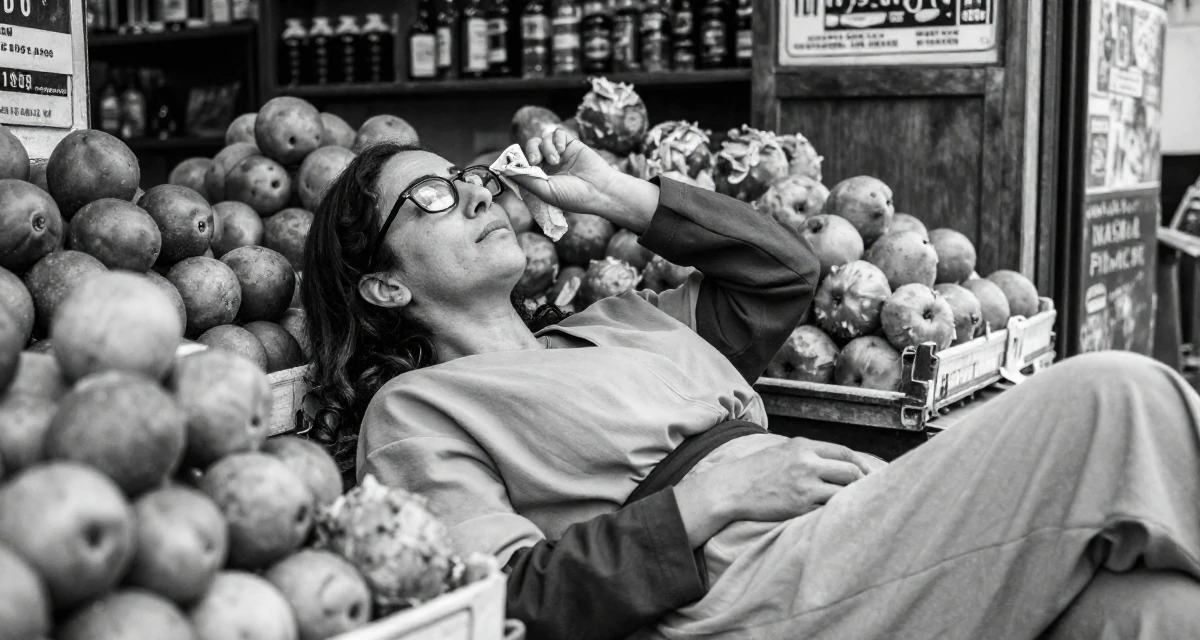 A indifferent Female From Morocco, majored in web development in their 50, feeling more vibrant and energetic than ever, wearing a bold color-block outfit, cleaning glasses with a cloth in a vintage bookstore.