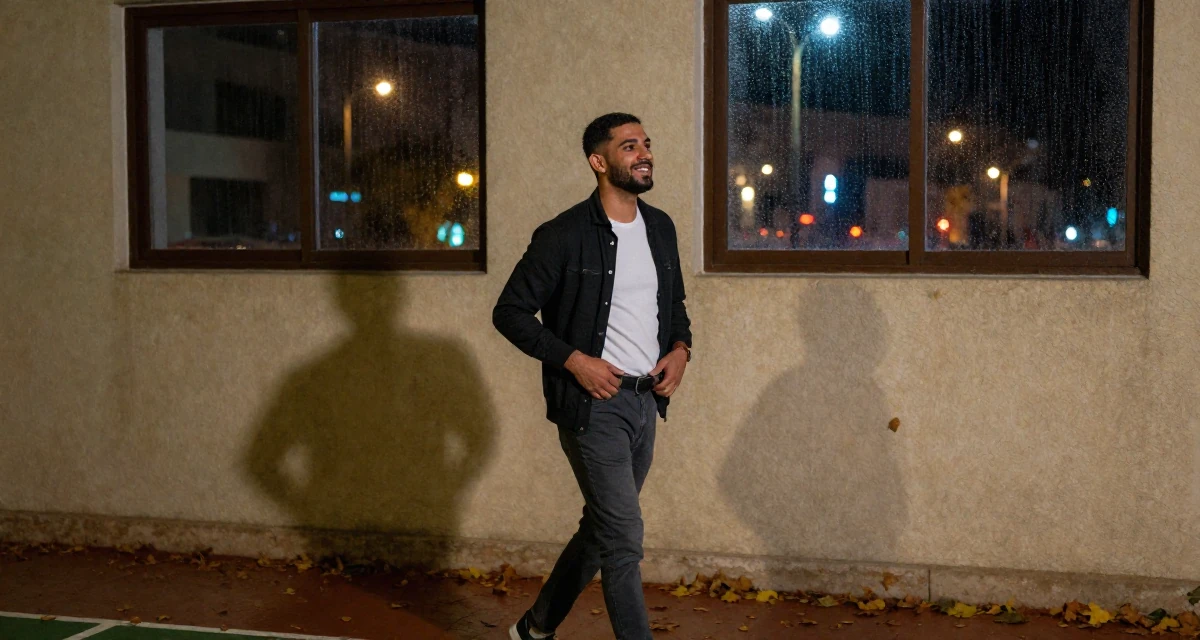 A hopeful male From Egypt, majored in archaeology in their 36, building a community for working moms, wearing a modern casual lifestyle wear, adjusting a belt in a basketball court.