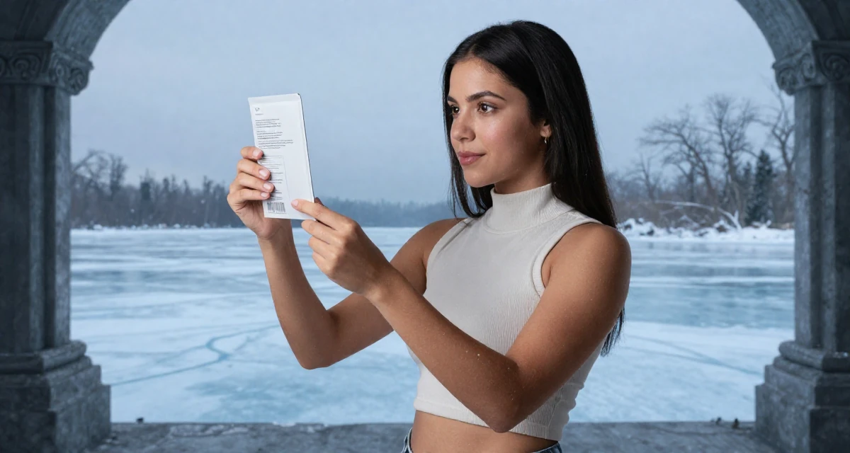 A proud Female From Ecuador, based in Guayaquil, graduated from a private institute majoring in consumer psychology in their 25, learning resilience through financial instability, wearing a high-neck sleeveless crop top showing toned arms, examining a product in a dungeon cell.