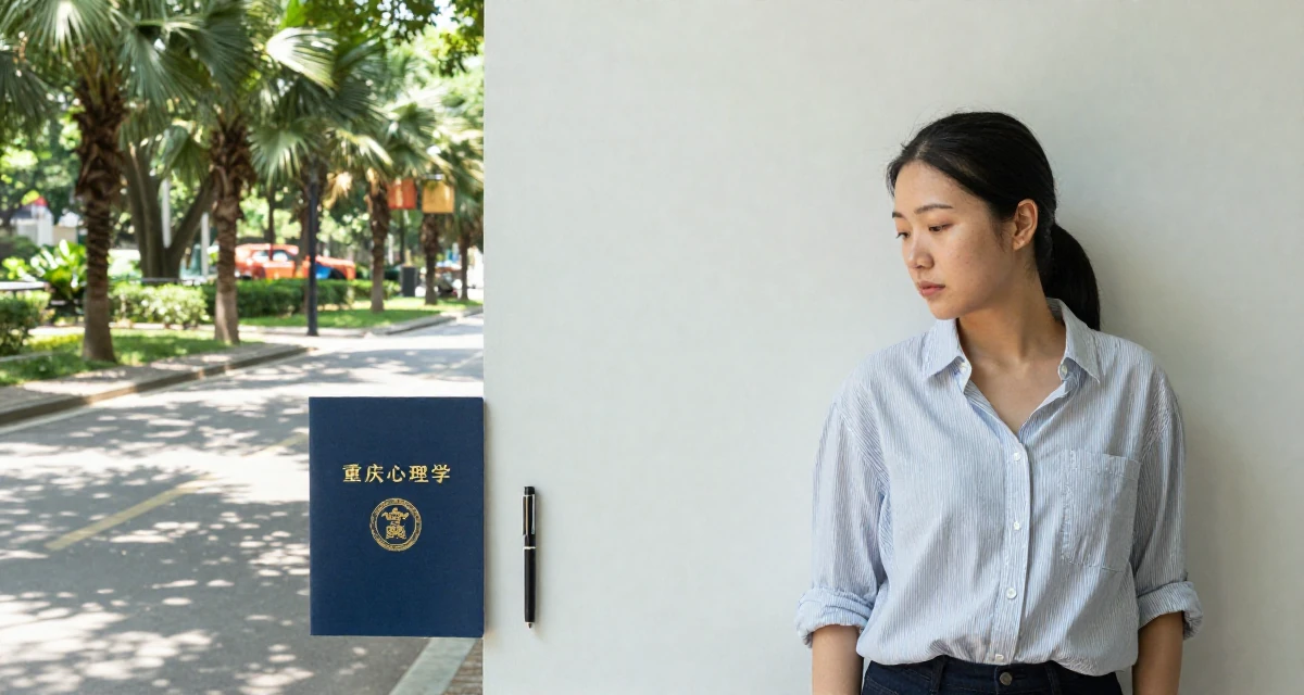A unbothered Female From Chongqing China, holds a degree in psychology in their 25, testing personal boundaries through new experiences, wearing a relaxed vacation shirt, looking down at the ground shyly in a quiet park.