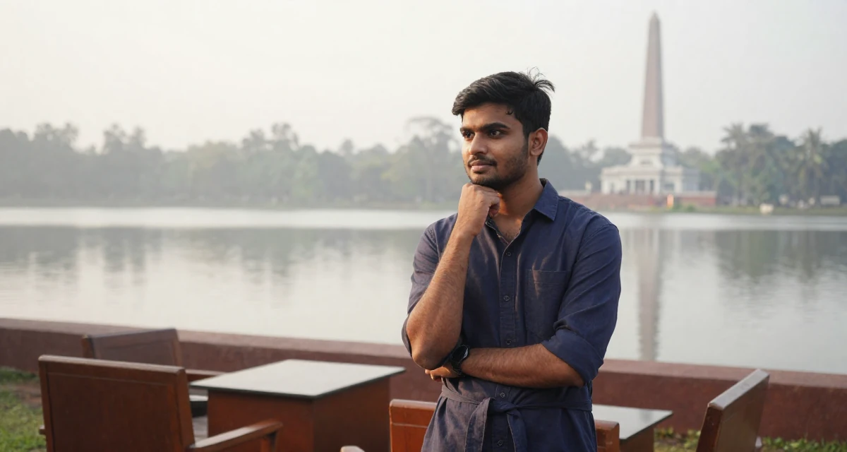 A cool and collected male From Sri Lanka, studied supply chain management in their 22, figuring out what content brings recurring subs, wearing a belted shirt dress with rolled sleeves, resting a chin on a hand in a university campus.