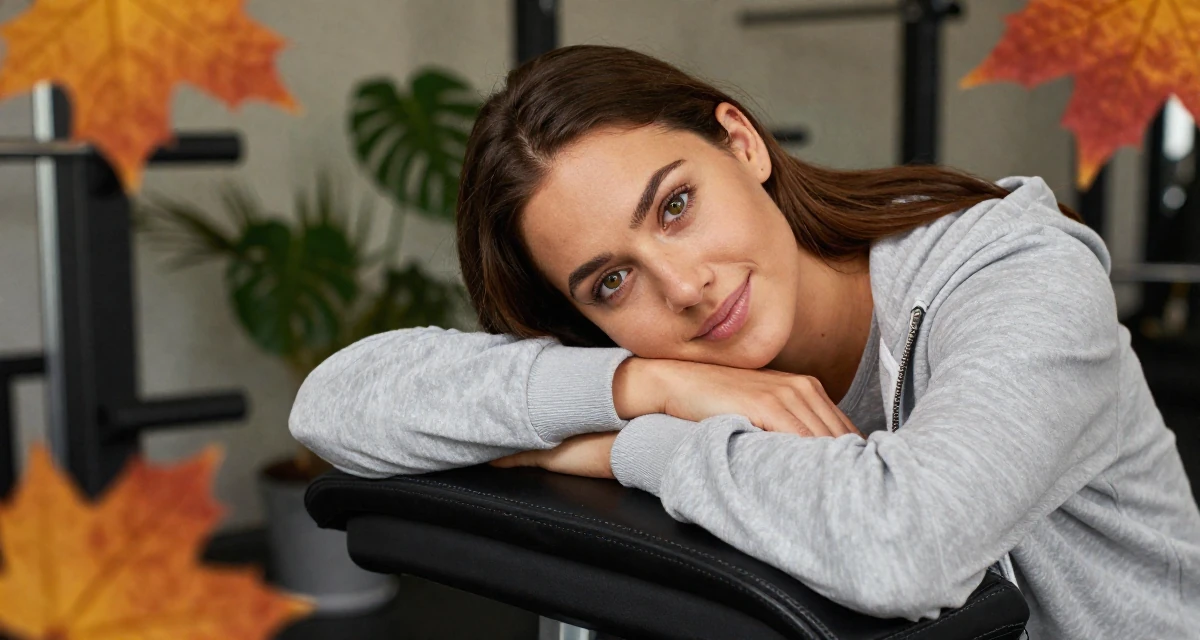 A friendly and approachable Female Raised in Sweden, studied creative technology in their 22, looking at the world with fresh ambitious eyes, wearing a relaxed vacation shirt, zipping up a hoodie in a gym interior.