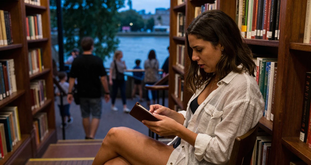 A fascinated Female From Venezuela, majored in public administration in their 22, dealing with inconsistent income month to month, wearing a translucent linen shirt worn over a swimsuit, checking a wallet in a winding staircase.
