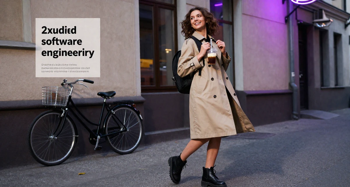 A radiant Female From Ukraine, studied software engineering in their 22, clutching an iced coffee as a survival tool, wearing a timeless trench and boots, adjusting a backpack strap in a neon-lit alleyway.
