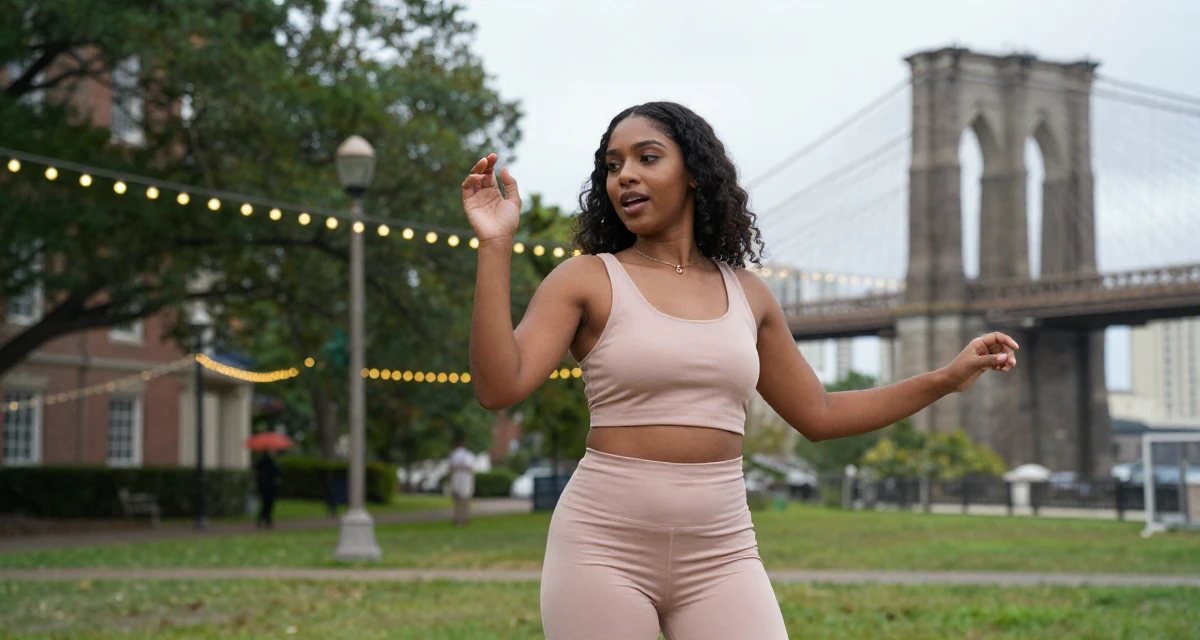 A seductive Female From Mauritius, studied digital marketing in their 23, learning to rebuild after severe drops in engagement, wearing a soft pastel-colored ensemble, gesturing while talking in a university campus.