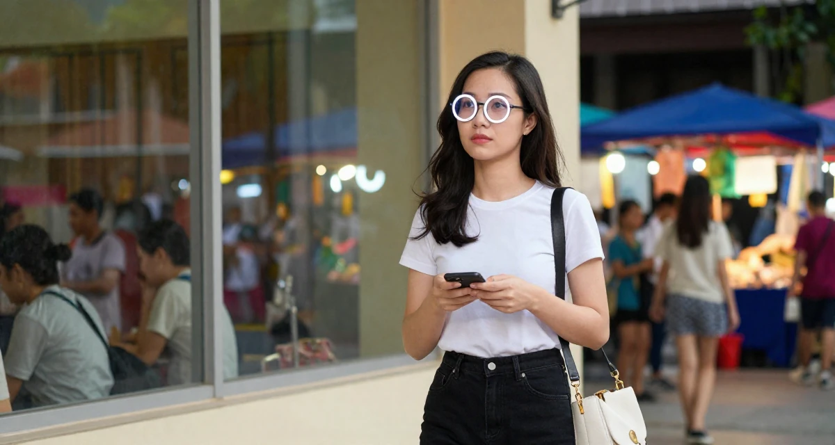 A observant Female From Vietnam, based in Nha Trang, graduated from a media school majoring in soft-romantic content direction in their 23, managing early burnout from overcommitment, wearing a modern casual lifestyle wear, looking through a bag in a university campus.