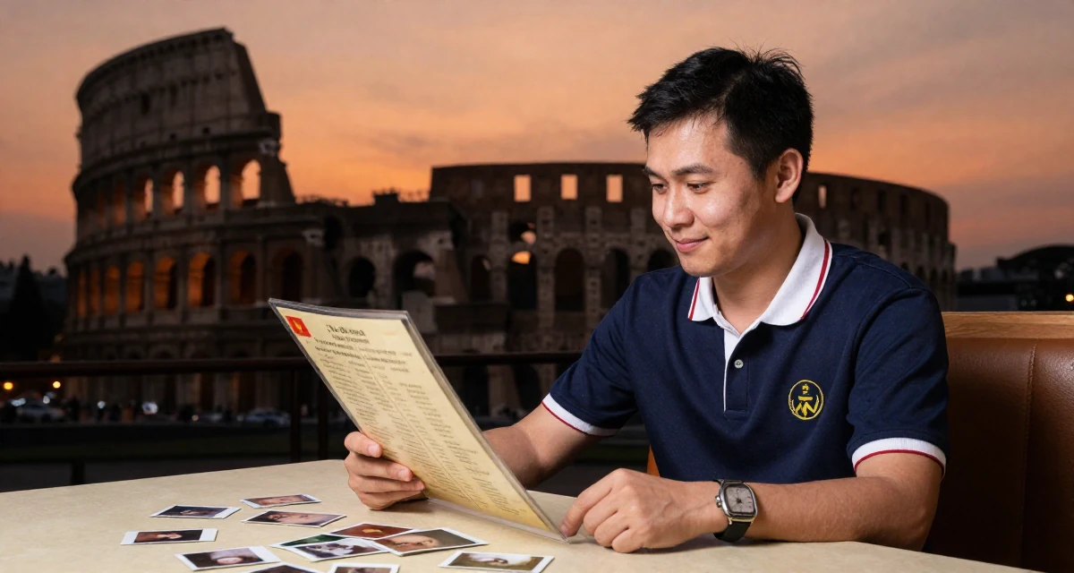 A pleased male From Vietnam, based in Nha Trang, graduated from a media school majoring in soft-romantic content direction in their 39, advocating for mental health awareness, wearing a classic collegiate style, looking at a menu in a restaurant booth.
