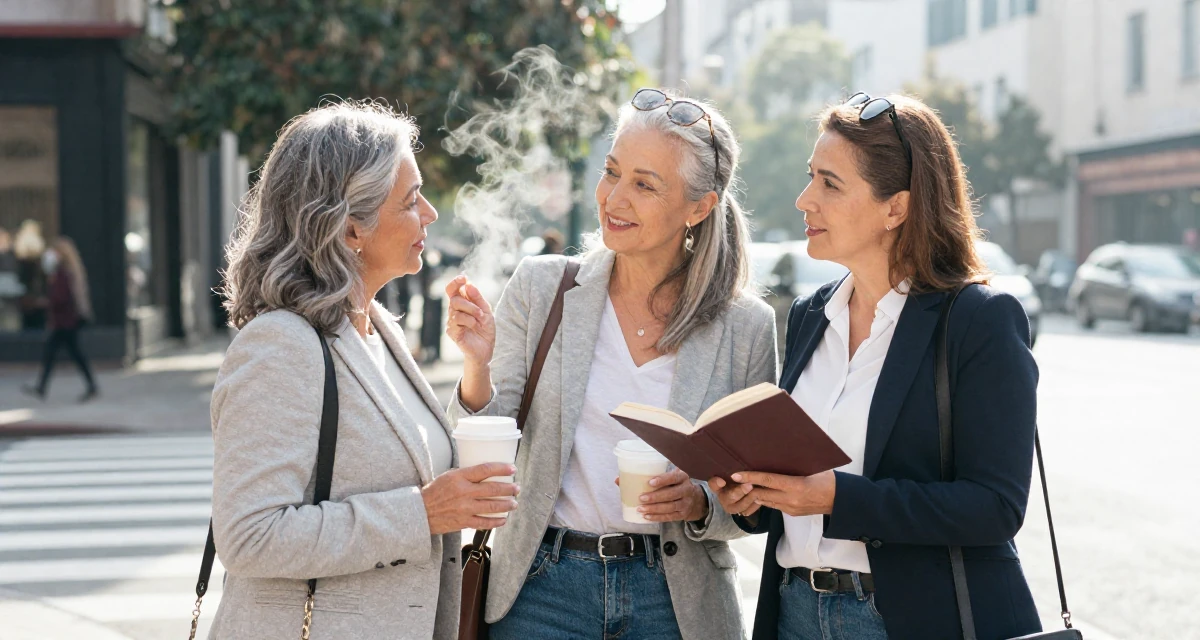 A friendly Female From Colombia, based in Medellín, graduated from a communication school majoring in brand communication in their 40, supporting aging parents, wearing a business casual outfit with jeans and a blazer, reading a book intently in a busy crosswalk.