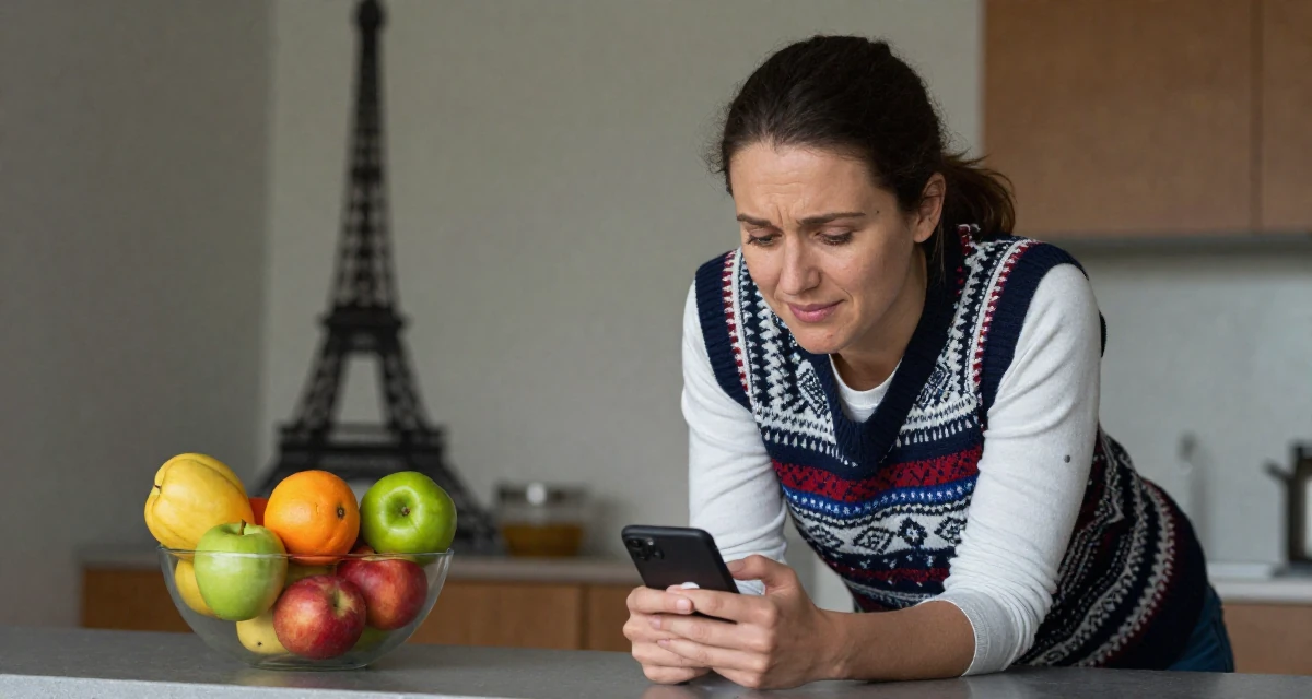 A positive Female Former small-town teacher, now exploring expressive photography in their 24, worried about the future of the economy, wearing a preppy sweater vest combo, texting with both thumbs in a dining room.