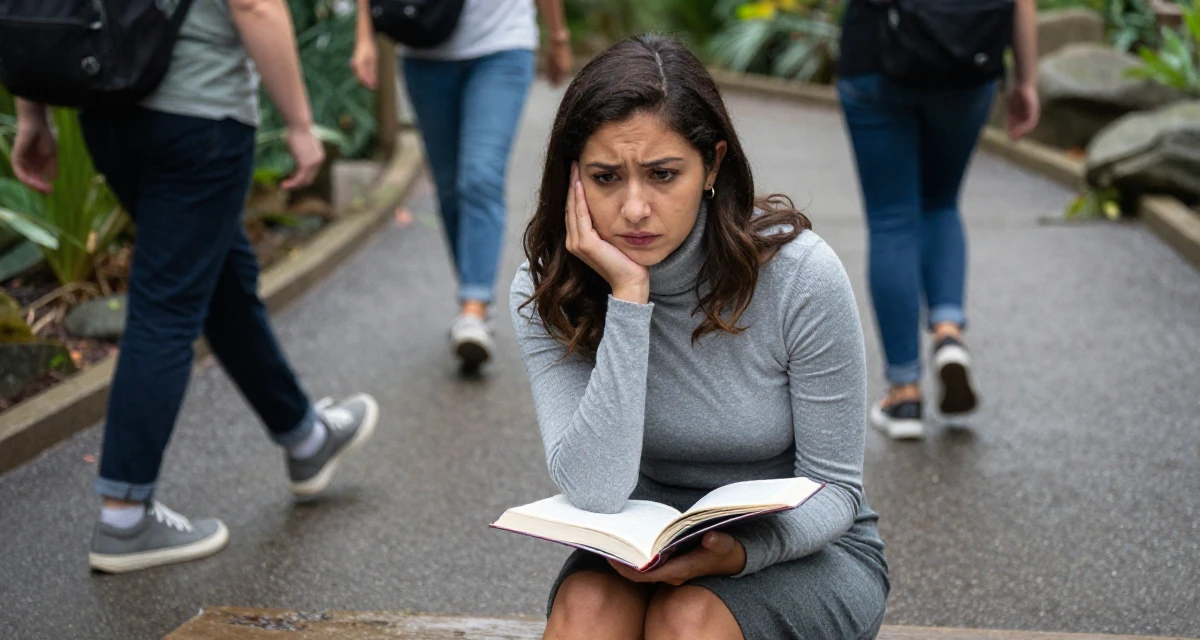 A suspicious Female From United States, majored in hospitality operations in their 22, facing judgment from people who don’t understand creator life, wearing a fitted turtleneck and skirt, opening a book in a zoo pathway.