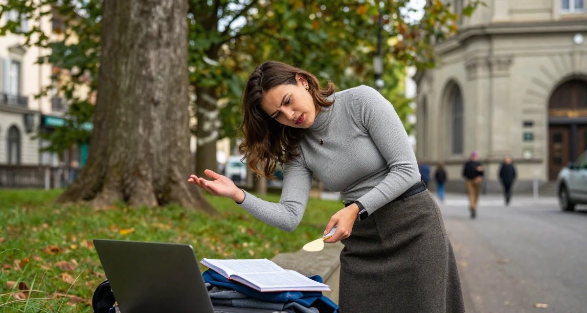 A ferocious Female From Zurich Switzerland, holds a degree in accounting and finance in their 25, juggling part-time jobs with studies, wearing a ribbed mock neck top and a long wool skirt, smoothing out clothes in a magical forest clearing.