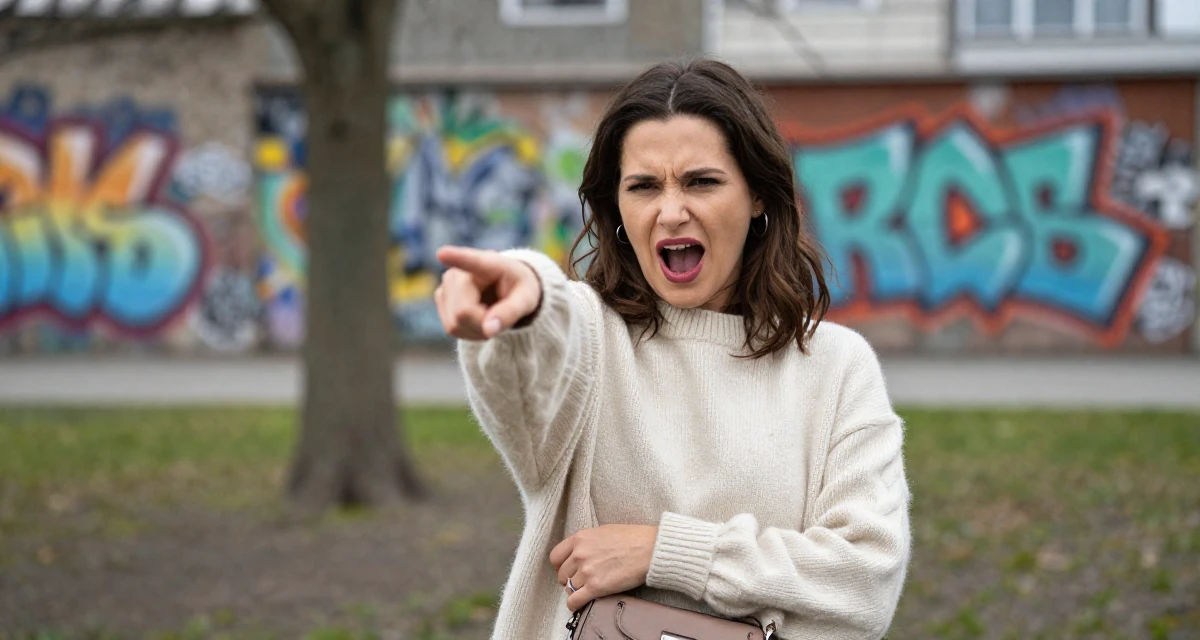 A enthusiastic Female Born in Norway, majored in consumer psychology in their 24, hiding stress behind carefully curated posts, wearing a soft cashmere sweater look, holding a purse tightly in a quiet park.