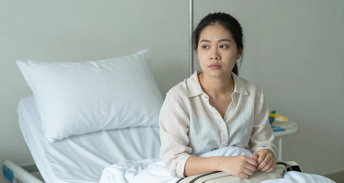 A fearless Female From Vietnam, based in Da Nang, graduated from a local university majoring in e-commerce in their 30, knowing the hustle is hard but quitting feels worse, wearing a lightweight chiffon blouse slightly unbuttoned, zipping up a bag in a abandoned hospital.