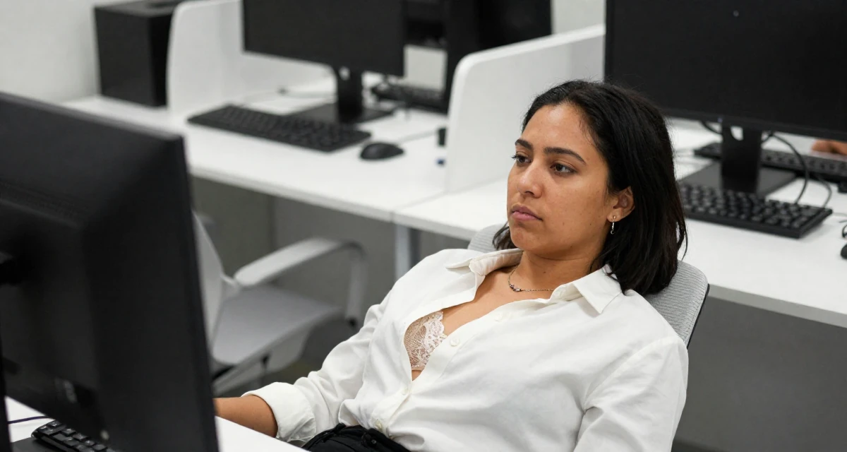 A serious Female From Canada, majored in sociology and gender studies in their 25, understanding which content gains real engagement, wearing a white button-down shirt worn open over a lace bra, waiting for a taxi in a cybernetic computer lab.
