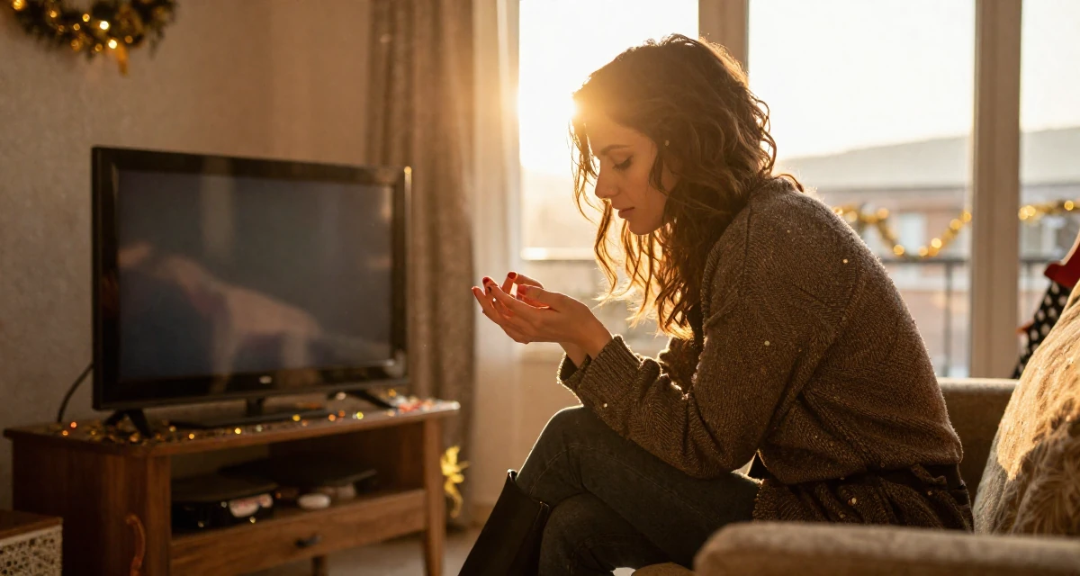 A proud Female From Thessaloniki Greece, practiced warm-tone aesthetic storytelling in their 25, exploring monetization without compromising comfort, wearing a edgy street style with boots, inspecting fingernails in a tv set.