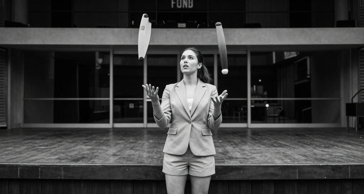 A engrossed Female From Australia, studied marine biology on the coast in their 25, juggling early career and side gigs, wearing a tailored shorts suit with a matching jacket, shifting weight impatiently in a empty theater stage.