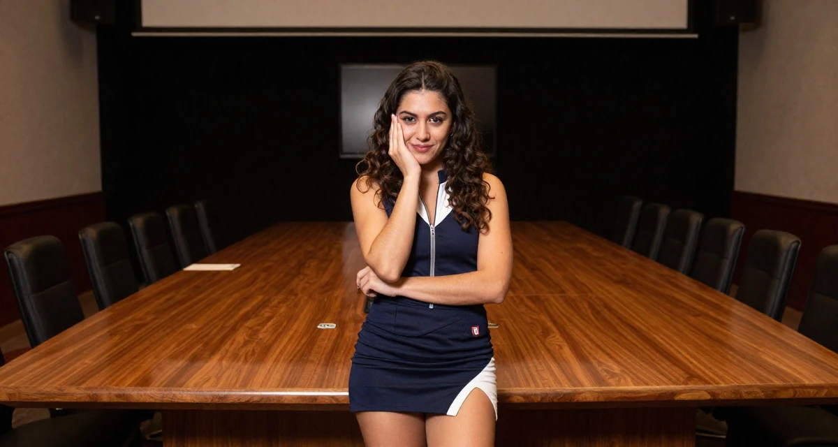 A optimistic Female From Buenos Aires Argentina, trained in tango and partner flow in their 27, learning that passion doesn’t protect you from stress, wearing a race queen outfit with a zipper front and mini skirt, pushing hair from face in a cinema entrance.