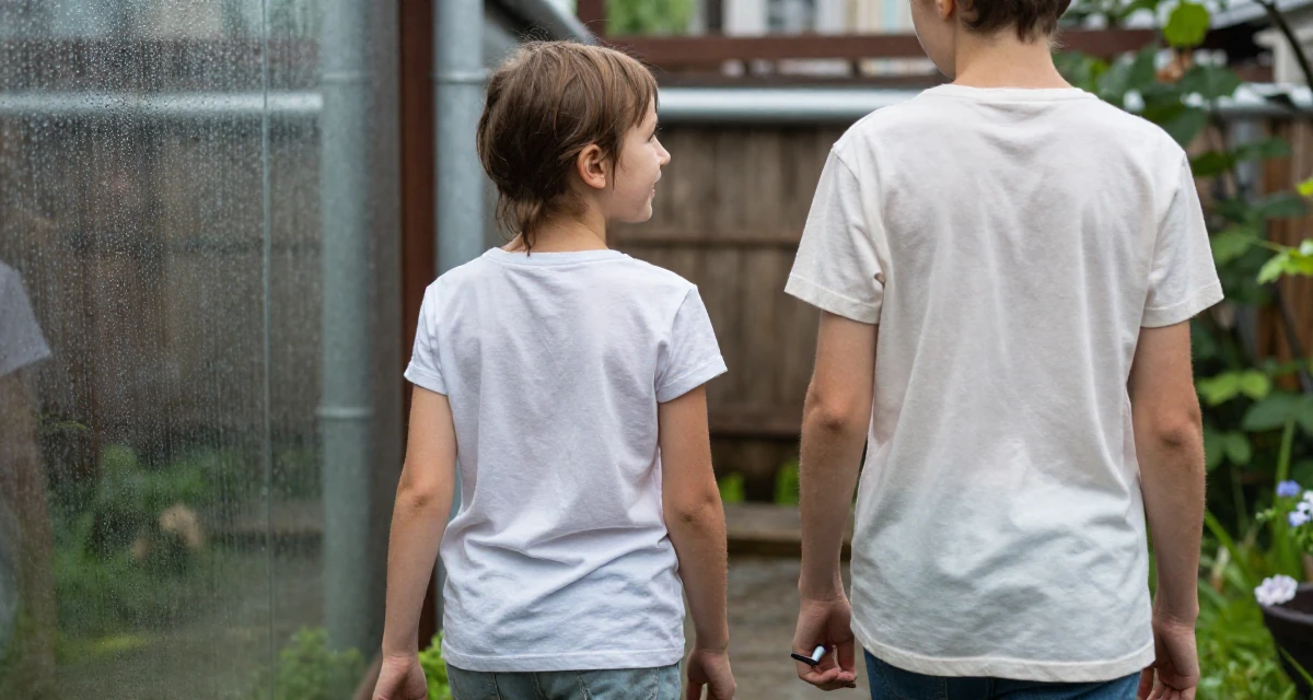 A witty Female From Russia, studied psychology at a community college in their 21, realizing childhood friends are drifting away, wearing a soft organic cotton clothing, holding a pen poised to write in a backyard garden.