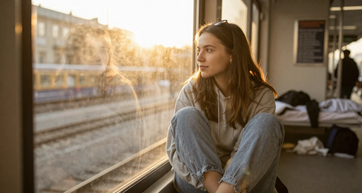 A harmonious Female From Russia, studied digital media at a vocational school in their 22, learning that fans disappear as fast as they come, wearing a relaxed streetwear, checking a reflection in a window in a subway station.
