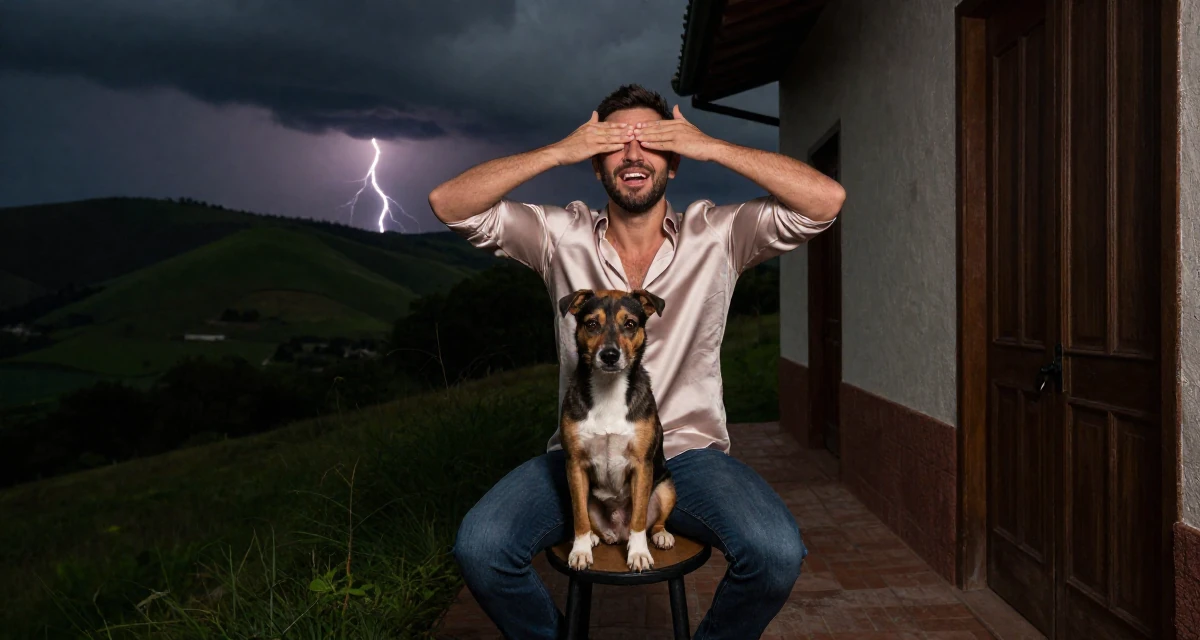 A inspired male Grew up in Argentina, majored in audiovisual production in their 40, sharing the joy of adoption and family, wearing a soft silk blouse and jeans, covering eyes from the sun in a narrow hallway.