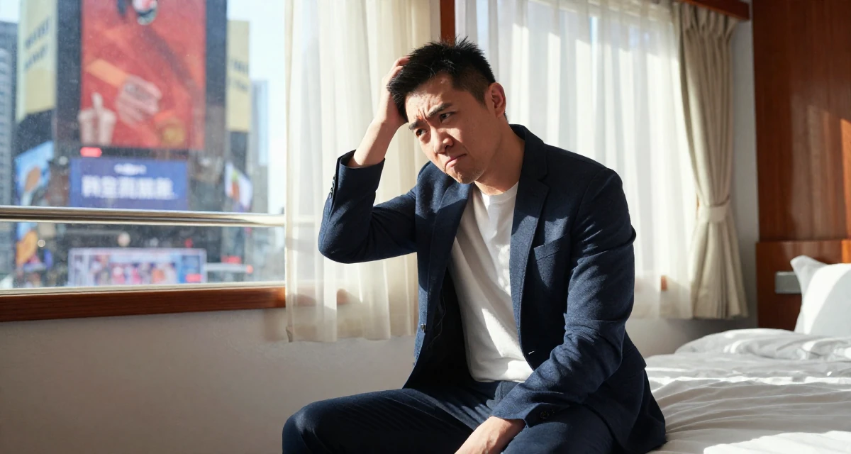 A pouting male Born Chinese-speaking regions, studied strategic communication in their 22, embracing bold concepts while respecting boundaries, wearing a smart casual blazer ensemble, scratching the head in confusion in a ferry deck.