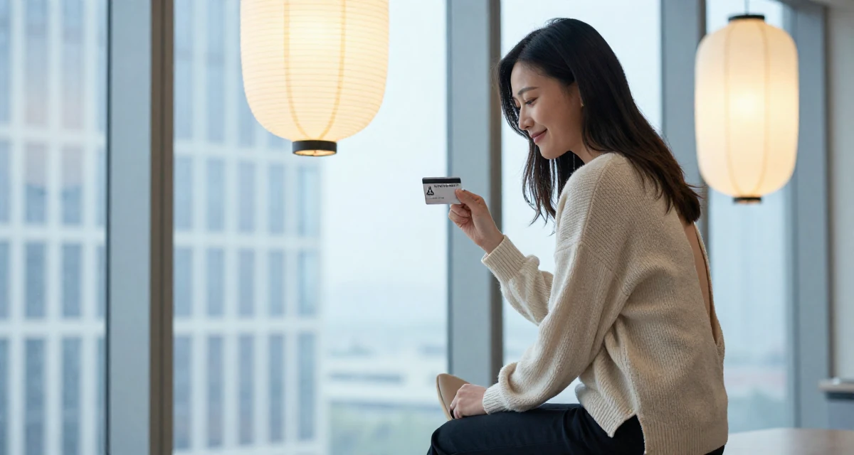 A softly smiling Female Raised in Canada, majored in fine arts in their 22, adjusting to the 9-to-5 routine after college, wearing a open-back sweater showing the spine, holding a subway card in a high-rise office building.