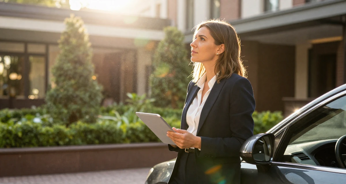 A introspective Female From Finland, majored in educational psychology in their 24, exploring side hustles to supplement income, wearing a sharp business casual attire, holding a tablet in a luxury hotel lobby.