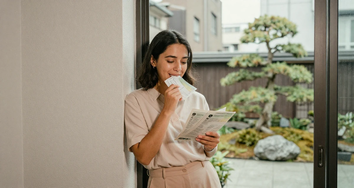 A friendly and approachable Female From Birmingham United Kingdom, holds a degree in economics in their 23, pretending everything is fine while barely covering bills, wearing a soft pastel-colored ensemble, humming a tune visually in a modern apartment.