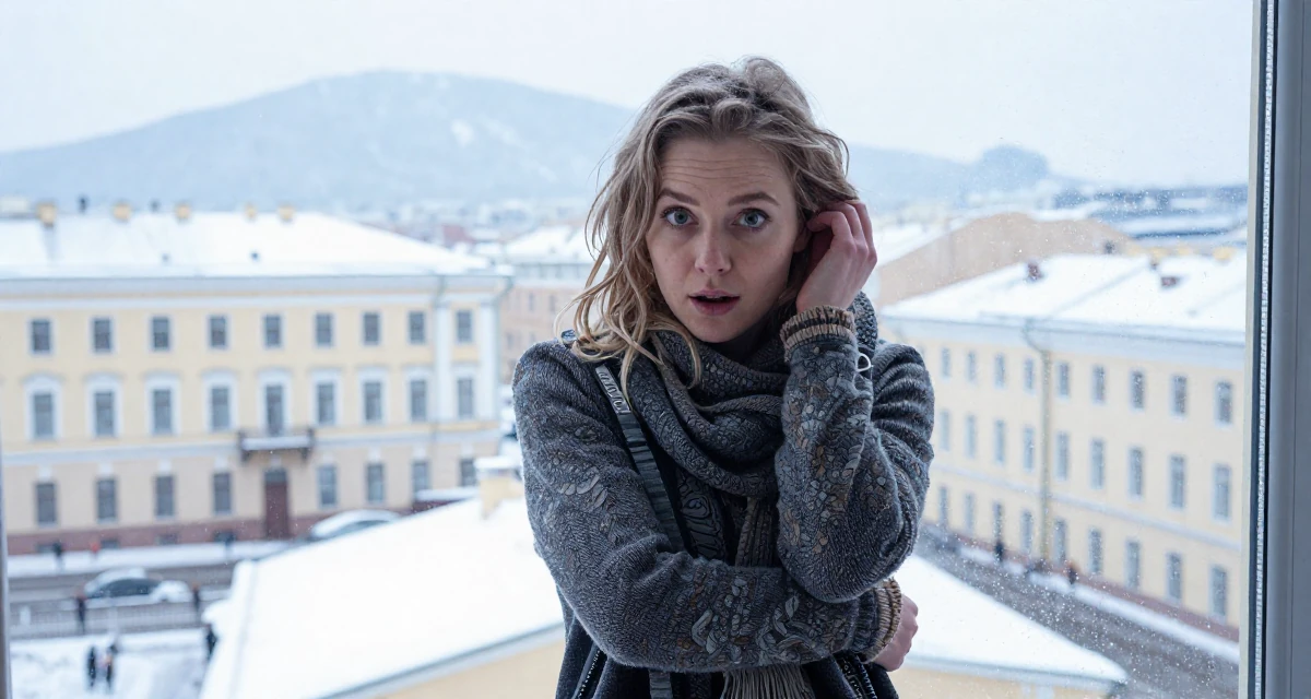 A innocent Female From Saint Petersburg Russia, studied fine arts in their 22, building fans who appreciate charm over shock, wearing a modern grunge aesthetic, tucking hair behind an ear in a historic downtown.
