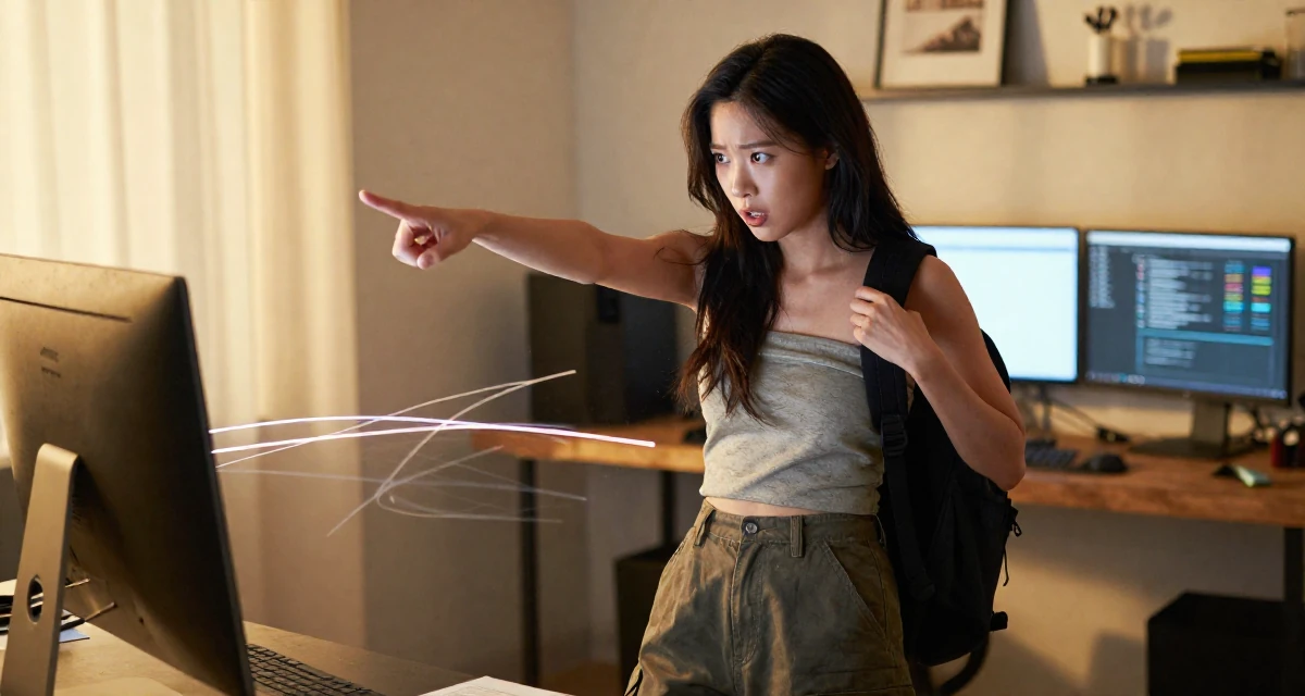 A intense and captivating Female From South Korea, trained in broadcasting and media in their 25, struggling to maintain motivation in early studies, wearing a strapless tube top and cargo pants, adjusting a backpack strap in a modern apartment.