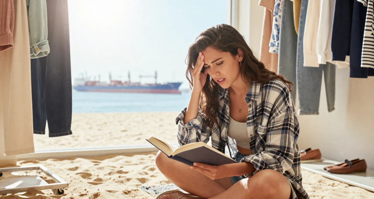 A spirited Female Once a biology teacher, now exploring artistic movement expression in their 21, feeling the anxiety of impending graduation, wearing a oversized flannel shirt unbuttoned over a crop top, reading a book intently in a clothing boutique.