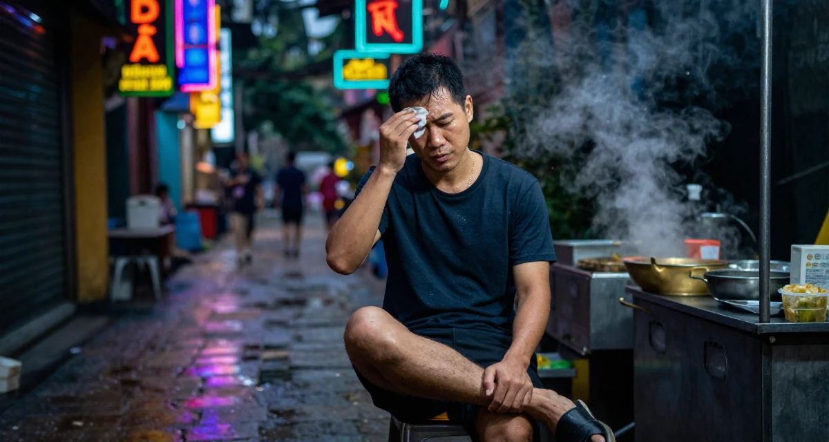 A bashful male From Hanoi Vietnam, practiced boudoir photography concepts in their 30, planning adult responsibilities with unstable cash flow, wearing a urban minimalist silhouette, wiping sweat from the brow in a mountain trail.