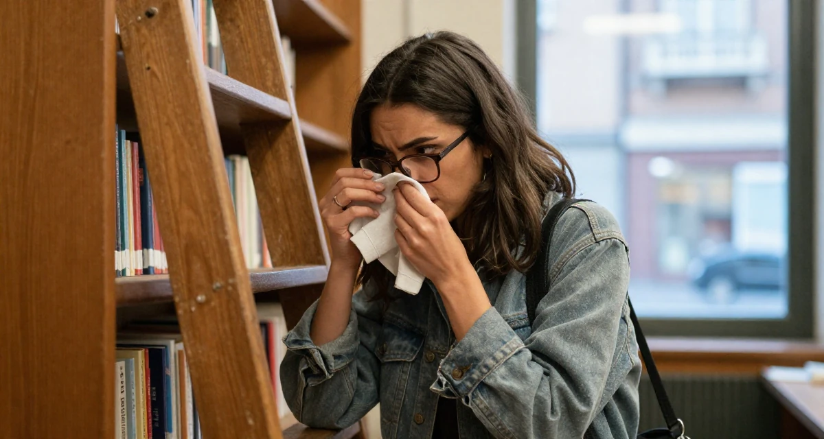 A passionate Female From Italy, studied graphic design in their 21, glowing with the thrill of legal drinking age, wearing a comfortable urban casual outfit, cleaning glasses with a cloth in a old library with wooden ladders.