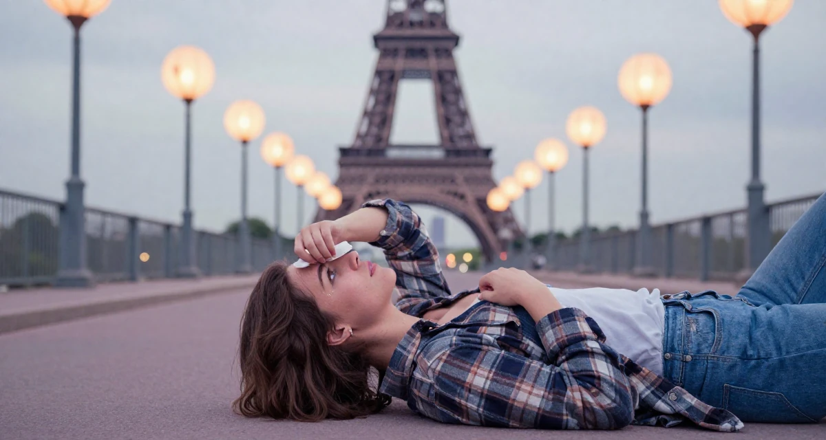 A thoughtfully silent Female Once a photography assistant, now starring in her own visual stories in their 22, building fans who appreciate charm over shock, wearing a rugged flannel shirt and denim, wiping sweat from the brow in a bridge walkway.