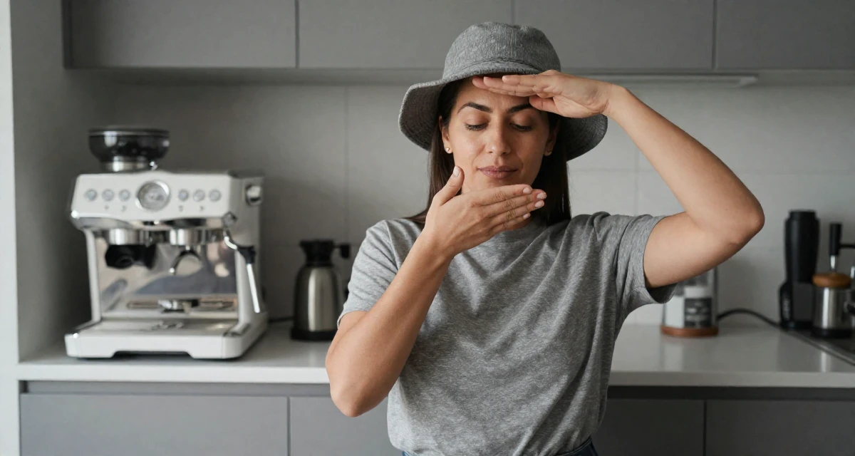 A zen-like Female Once a dog trainer, now a pet-friendly lifestyle content creator in their 25, handling first DMs from subscribers respectfully, wearing a grey tones casual wear, holding a hat in a modern apartment.
