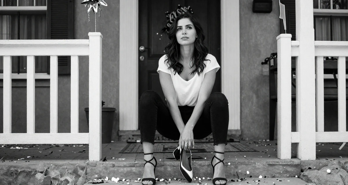 A aloof but intriguing Female From Argentina, studied digital marketing in their 22, investing in outfits that complement sensual expression, wearing a modern casual lifestyle wear, dangling a shoe from one foot in a front porch.