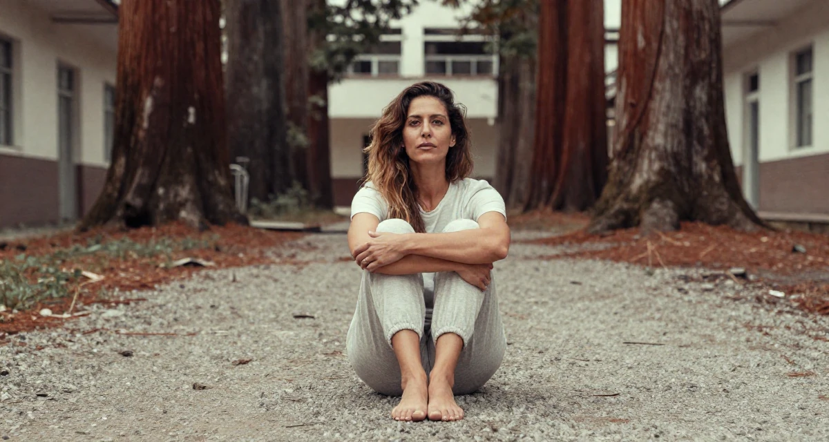 A magnetic Female From Buenos Aires Argentina, trained in tango and partner flow in their 30, exploring minimalism and intentional living, wearing a soft organic cotton clothing, crossing arms confidently in a abandoned hospital.